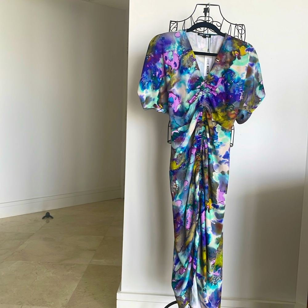 NWT STEVE MADDEN RUCHED MIDI DRESS